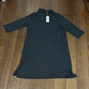 Eileen Fisher Black Ribbed Mock-Neck Tunic dress new with tags sz L summer